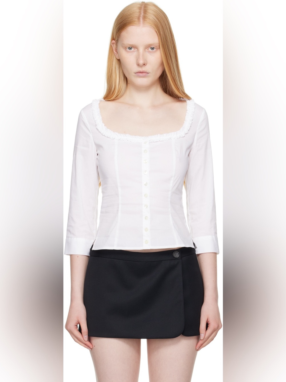 Designer Sandy Liang Simona Button Down Shirt.